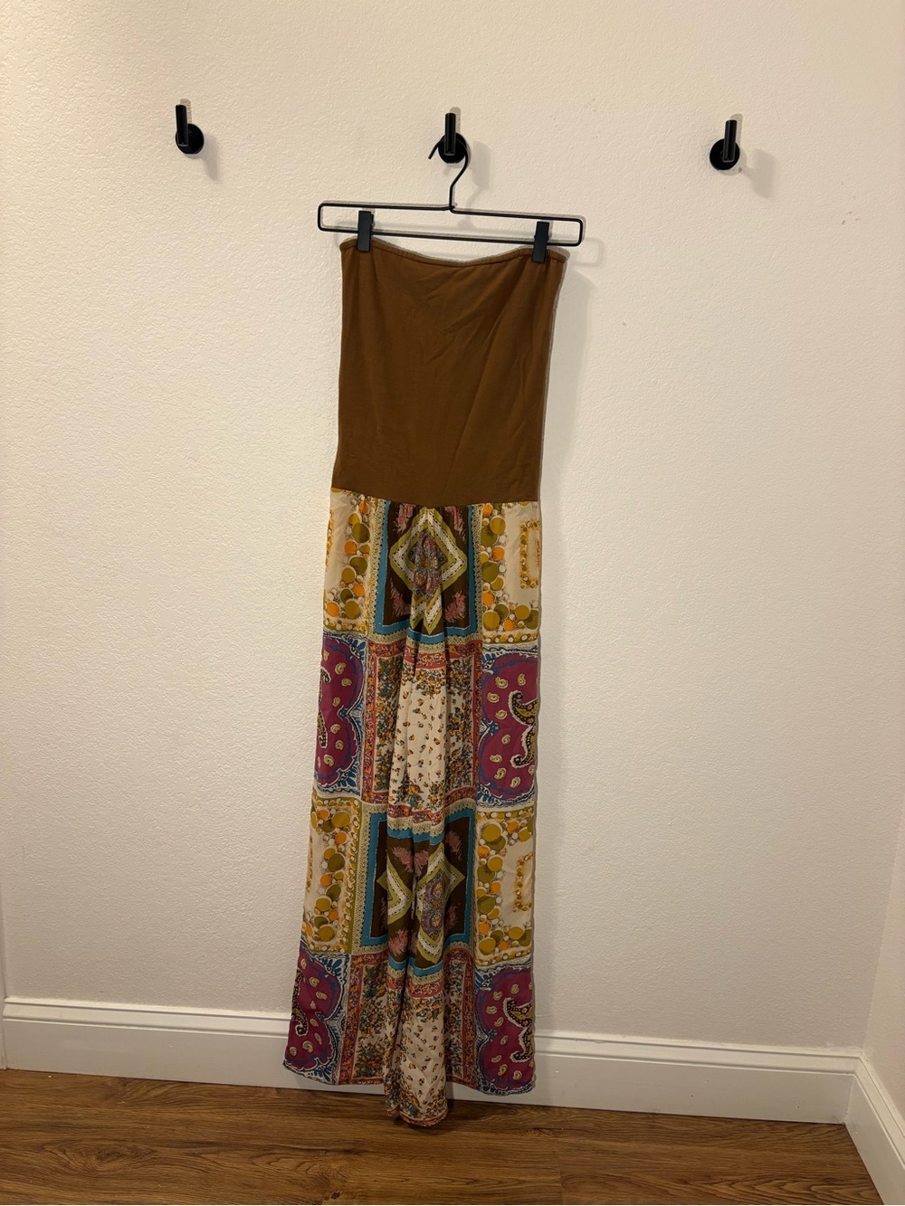 Vintage Y2K Nicole Miller Brown Strapless Silk Jumpsuit